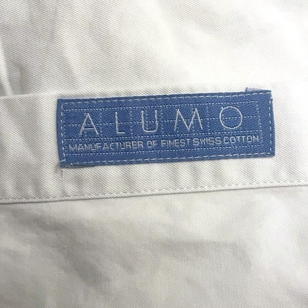 Finamore Napoli Alumo Swiss 100% Cotton White Dress Shirt Men XL 17 Made Italy - Picture 9 of 16